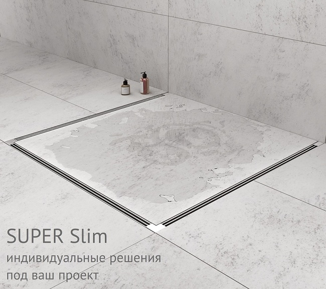 BERGES водосток SUPER Slim 700, хром глянец, S-сифон D50/105 H50 вертикальный