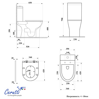 Ceruttispa БЕРНИНА (BERNINA) Tornado CT11133 безободковый (650х340х790)