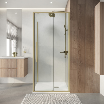 Niagara Nova NG-44-9ASG-A90SG-34 (90х90х195) квадрат,раздвижная,золото сатин,стекло прозрачное,2 места (без поддона)
