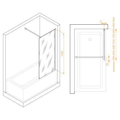 RGW SC-050 Хром/Прозрачное/6 мм (Easy)/80*150
