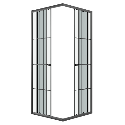 Niagara Eco NG-1008-14QKL (80х80х190) квадрат,раздвижное,черный,стекло клетка,1 место, без поддона в комплекте