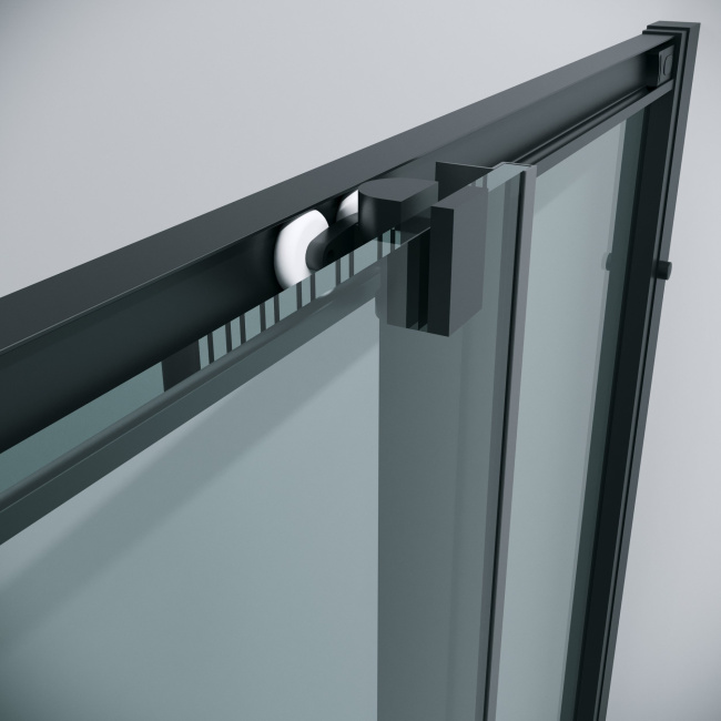 Grossman 300.K33.02.8080.21.00 Cosmo (80*80*195) квадрат,раздвижн,черн. матов,стекло прозрачн без поддона