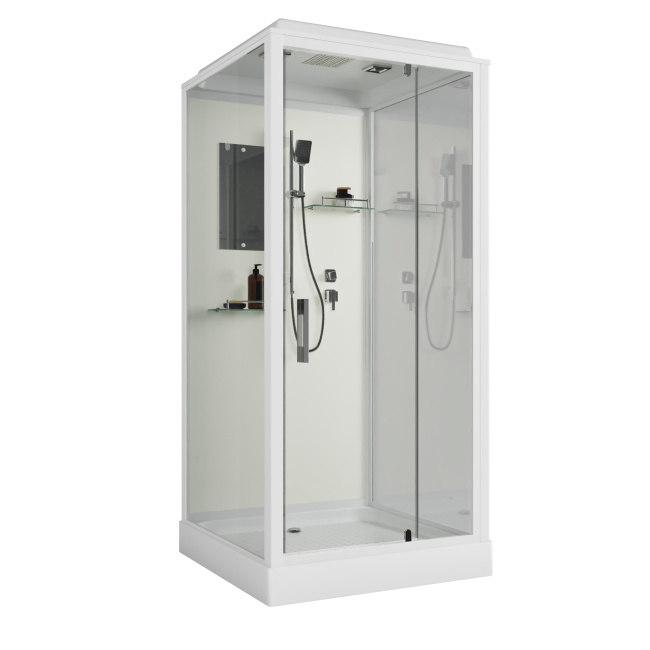 Niagara Standart ST100/15Q (100х100х215) квадрат,поддон 15см,распашная,проф.белый,3 места