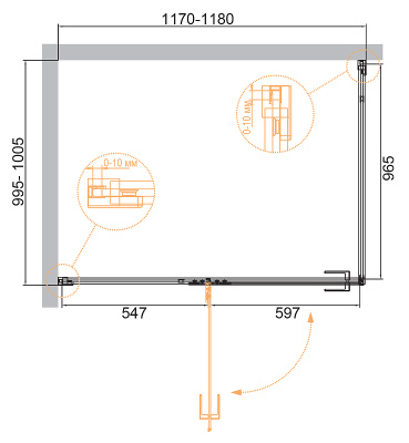Cezares Bellagio 120x100 BELLAGIO-AH-1-120/100-C-NERO профиль Черный матовый стекло прозрачное без поддона