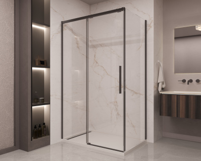Vincea Stella VSR-1ST9011CLB, 1100*900, черный, стекло прозрачное