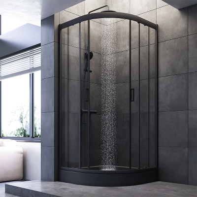 AM.PM Gem 90х90 W90G-401-090BT профиль Черный матовый стекло прозрачное без поддона