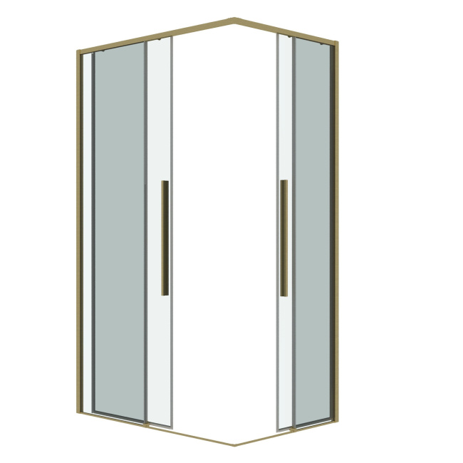 Grossman 300.K33.01.9070.32.00 Galaxy (90*70*195) прямоуг,раздвижн,золото сатин,стекло прозрач без поддона