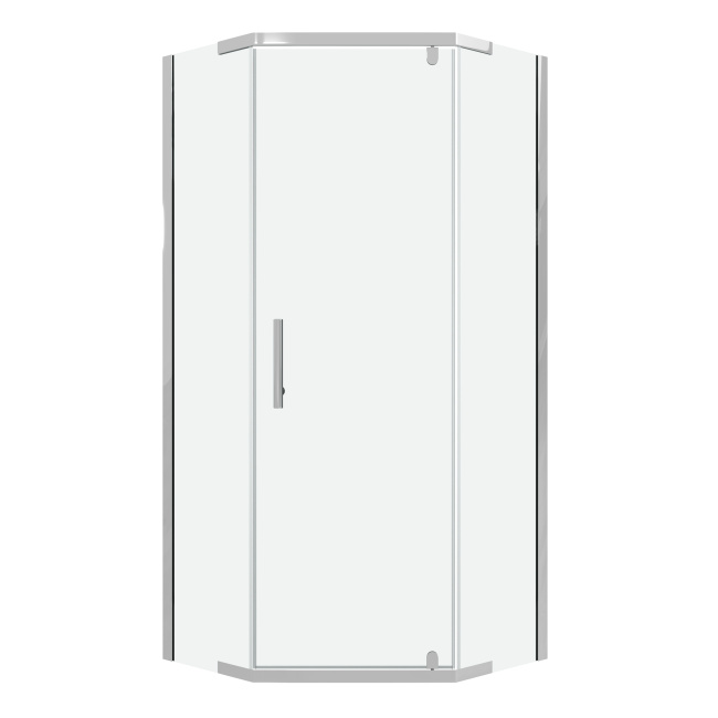 Niagara Eco NG-1010-14D (100х100х190) трапеция,распашное,хром,стекло прозрачное,1 место, без поддона в комплекте