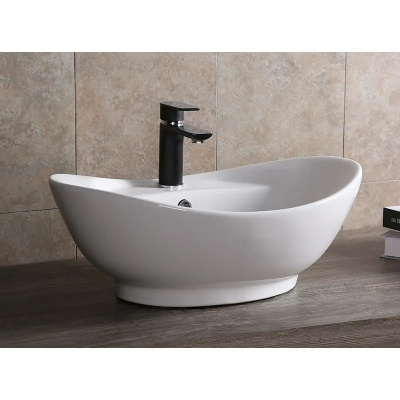 Ceruttispa CR7003 накладная, белая, овальная, под смеситель, с переливом 600х395х220