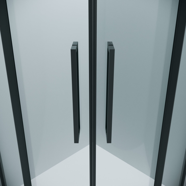 Grossman 301.K33.02.8080.21.00 Cosmo (80*80*195) полукруг,раздвижн,черн.матов,стекло прозрачн. без поддона