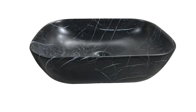 Ceruttispa CR8215MMB накладная, мрамор матовый черный, прямоугольная 455х320х135