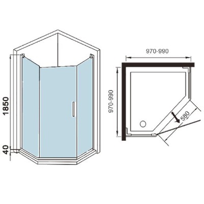 WeltWasser WW300 300PI-90 10000001881 профиль Хром, стекло прозрачное без поддона