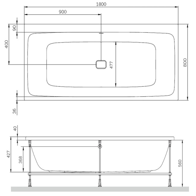 AM.PM Func 180х80 W84A-180-080W-A без гидромассажа