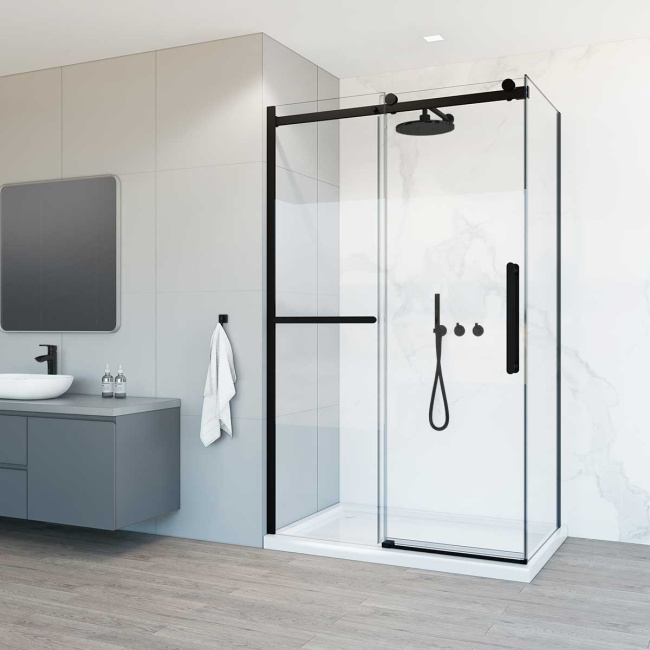 Vincea Como Soft VSR-1CS8011CLB, 1100*800, черный, стекло прозрачное
