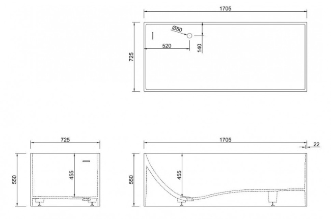 NT Bagno Trieste 170*72 NT205 NT Bagno Trieste 170*72 NT205
