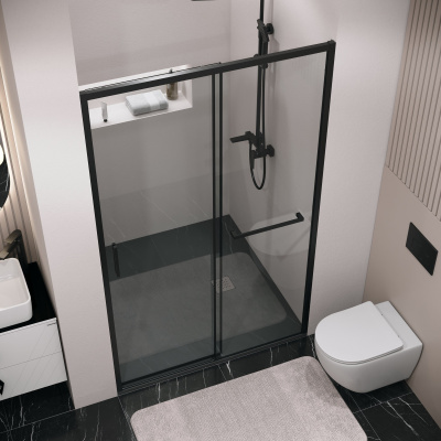 Grossman 100.K33.05.110.21.00 Style (110*195) черный матовый, стекло прозрачное, 1 место
