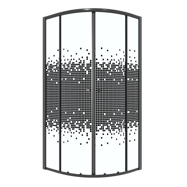 Niagara Eco NG-1003-14BLACK (80х80х190) четверть круга,раздвижное,черный,стекло мозаика,1 место, без поддона в комплекте