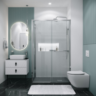 Grossman 120.K33.05.1380.10.02 Style (130*80*195) хром, стекло шиншилла, 2 места без поддона