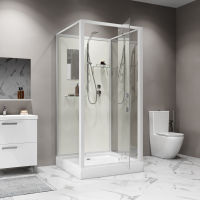 Niagara Standart ST90/15Q/BK (90х90х200) квадрат,поддон 15см,распашная,проф.белый,без крыши,3 места