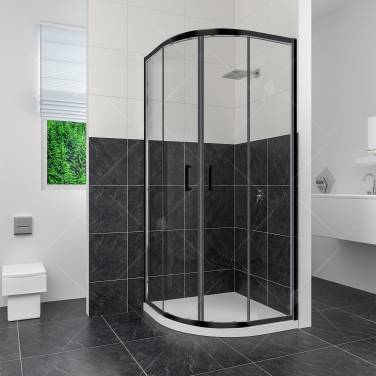 RGW CL-54-B Полукруг/Чёрный/Прозрачное/5 мм/100*100*185 без поддона