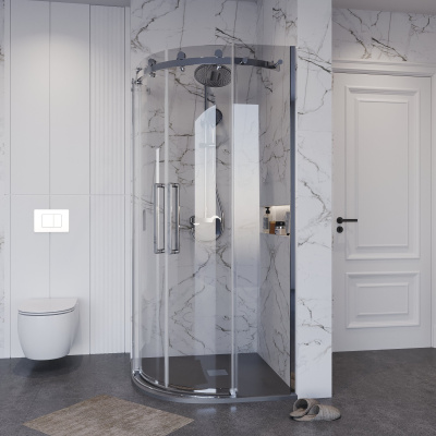 Grossman 301.K33.04.1010.10.00 Classic (100*100*195) полукруг,раздвижн,хром,стекло прозрачное без поддона