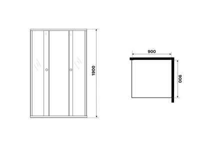 Niagara Eco NG-1009-14QT (90х90х190) квадрат,раздвижное,черный,стекло тонированное,1 место, без поддона в комплекте