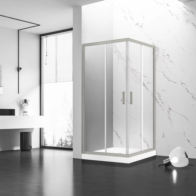 Veconi Rovigo RV-83, 1000х800х1950, никель брашинг, прозрачное стекло