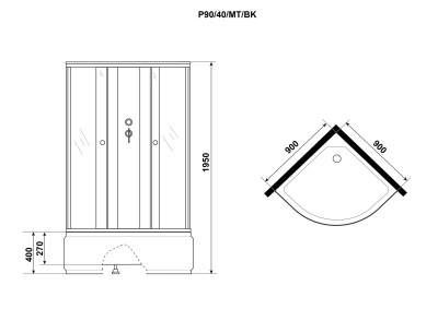 Niagara Promo P90/40/MT/BK (900х900х1950) 4 места