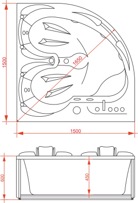 EVA GOLD 1500*1500*600 с насосом OLB-826 Wend Edition EVA GOLD 1500*1500*600 с насосом OLB-826 Wend Edition
