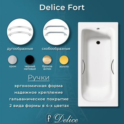 Delice Fort 200х85 с отверстиями под ручки (в комплекте только ванна, без ножек и слива-перелива)