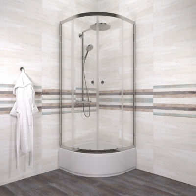 SanDav Альфа-Хром 80х80 В, 1/4 круга, средн. подд. (2 места+сифонD50мм)