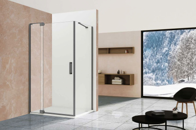 Vincea Extra VSR-1E901090CLGM, 900/1000*900, вороненая сталь, стекло прозрачное без поддона