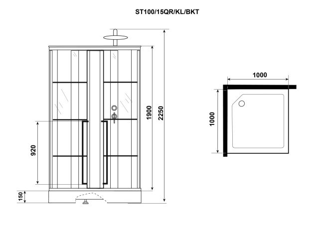 Niagara Standart ST100/15QR/KL/BKT (1000х1000х2250) 3 места