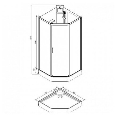 Aquanet Passion P 2.0 90x90, прозрачное стекло