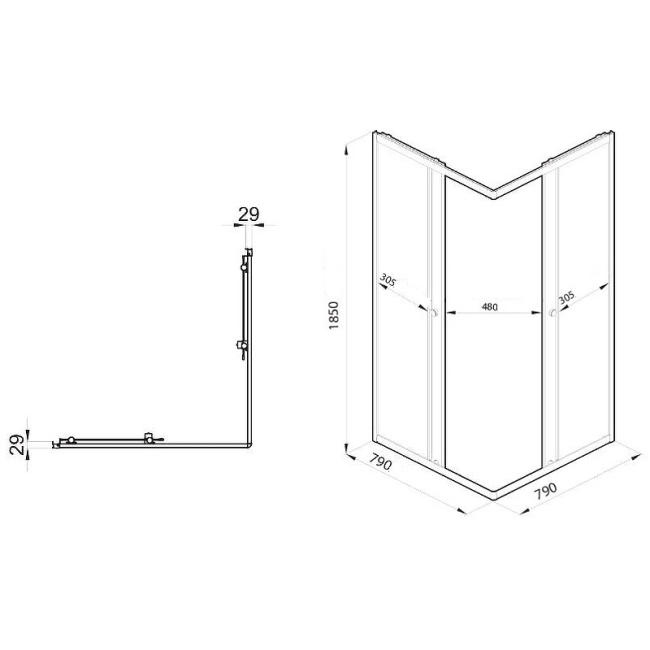 SanDav Вента-Блэк 80х80 (Щ0000057857) без поддона