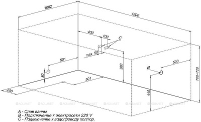 Aquanet VEGA 190*100 (204046)