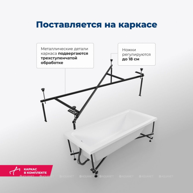 Aquanet BRIGHT 180*75 к/с167 (347766) с каркасом