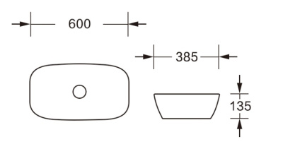 Ceruttispa CR0063 накладная, белая, прямоугольная 600х385х135