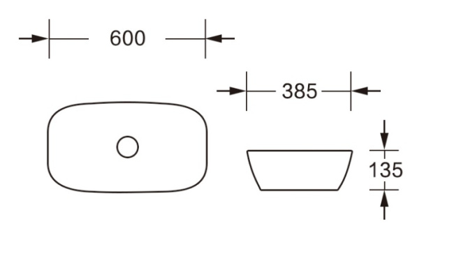 Ceruttispa CR0063 накладная, белая, прямоугольная 600х385х135