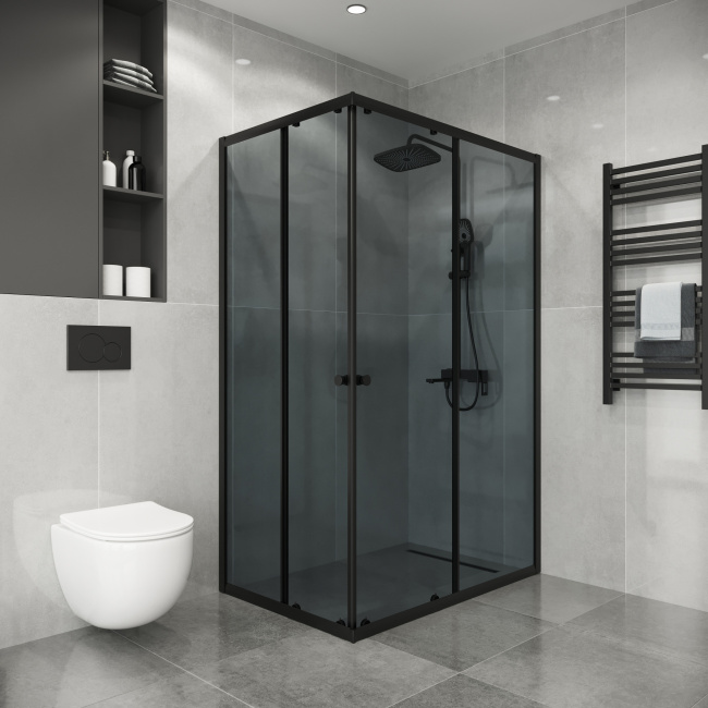 Niagara Eco NG-1018-14QT (100х80х190) прямоугольник,раздвижное,черный,стекло тонированное,1 место, без поддона в комплекте