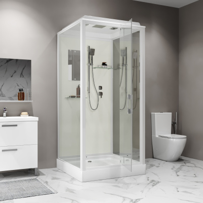 Niagara Standart ST100/15Q (100х100х215) квадрат,поддон 15см,распашная,проф.белый,3 места