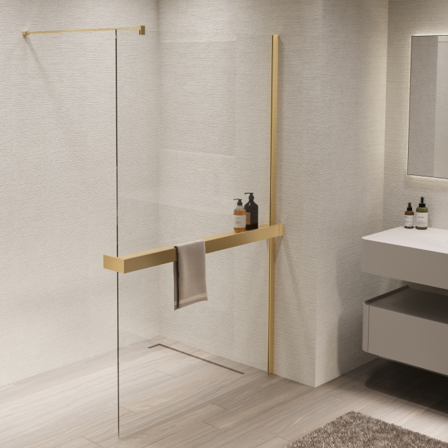 Vincea Walk-In VSW-1HR110CLG, 1100*2000, матовый золотой, стекло прозрачное