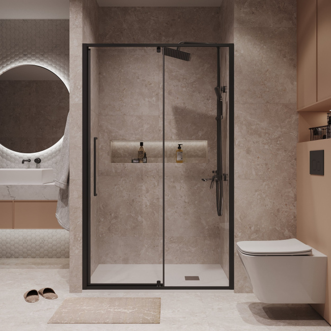 Niagara Nova NG-85-11AB (110*195) черный матовый, стекло прозрачное, 1 место