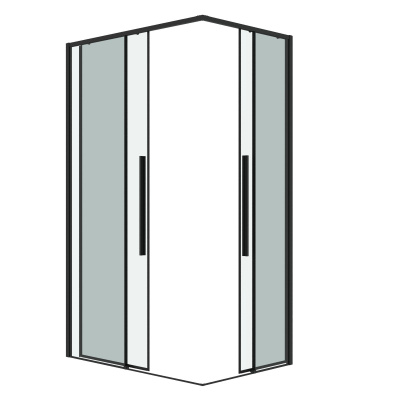Grossman 300.K33.01.1190.21.00 Galaxy (110*90*195) черный матовый, стекло прозрачное, 2 места без поддона