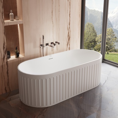 Vincea Солид Серфейс (Solid Surface) Vincea VBT-4S09MW, 1700*750*550, белый матовый, щелевой перелив,