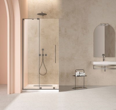 Vincea Walk-In VSW-4WSL120CLGM-L, левая, 1200*2000, вороненая сталь, стекло прозрачное