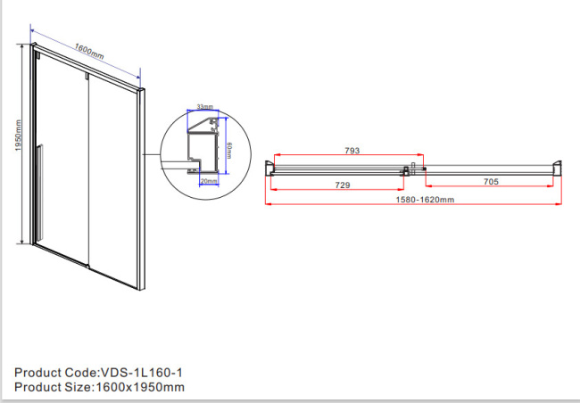 Vincea Lugano VDS-1L160CL-1, 1600, хром, стекло прозрачное