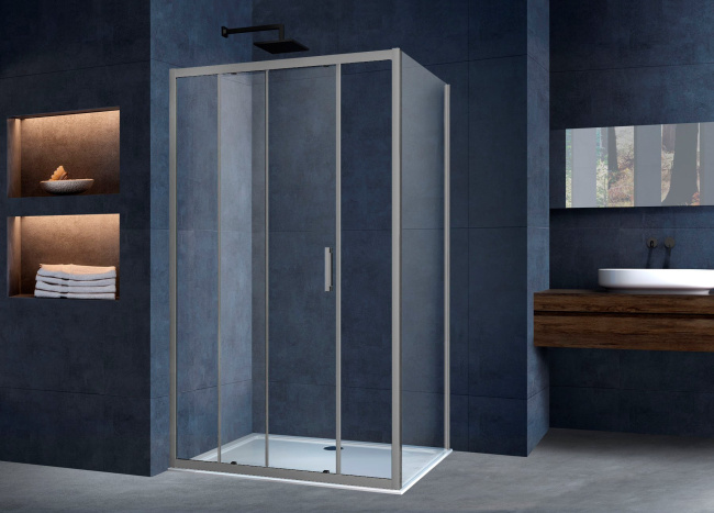 Vincea Alpha VSR-3AL8011CLGM, 1100*800, вороненая сталь, стекло прозрачное (без поддона)