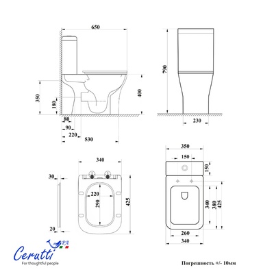 Ceruttispa ВЕТТОРЕ (VETTORE) Tornado CT11134 безободковый (650х340х790)
