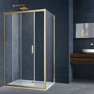 Vincea Alpha 110x90 VSR-3AL9011CLG профиль Брашированное золото стекло прозрачное без поддона